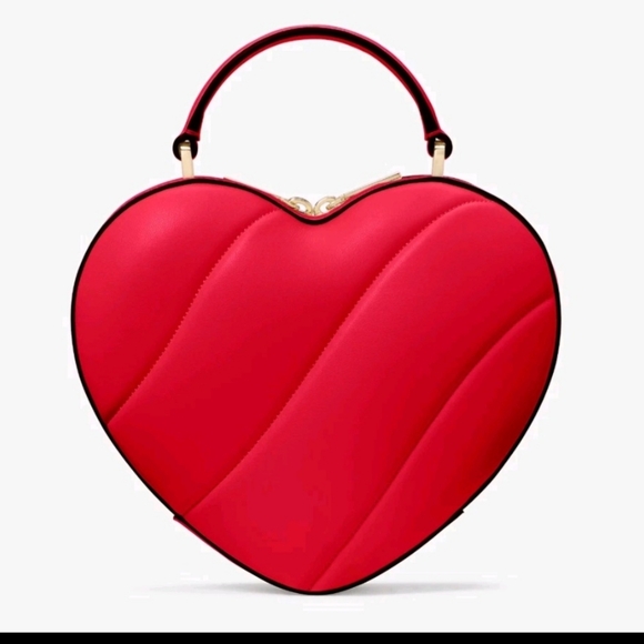 Kate Spade New York Love Shack Quilted 3D Heart Crossbody bag in ruby red - Picture 3 of 7